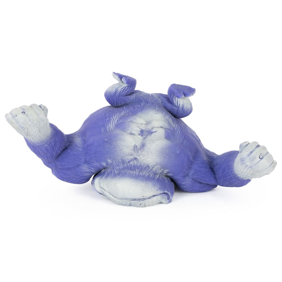 Purple and gray plush toy on a white background