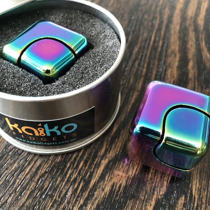 Kaiko Square Spinning Cube in Oil Slick
