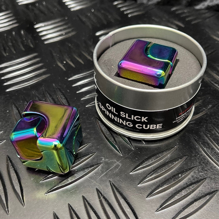 Kaiko Square Spinning Cube in Oil Slick