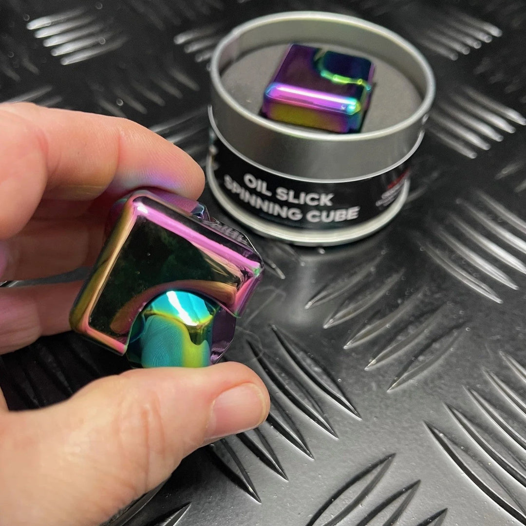 Kaiko Square Spinning Cube in Oil Slick